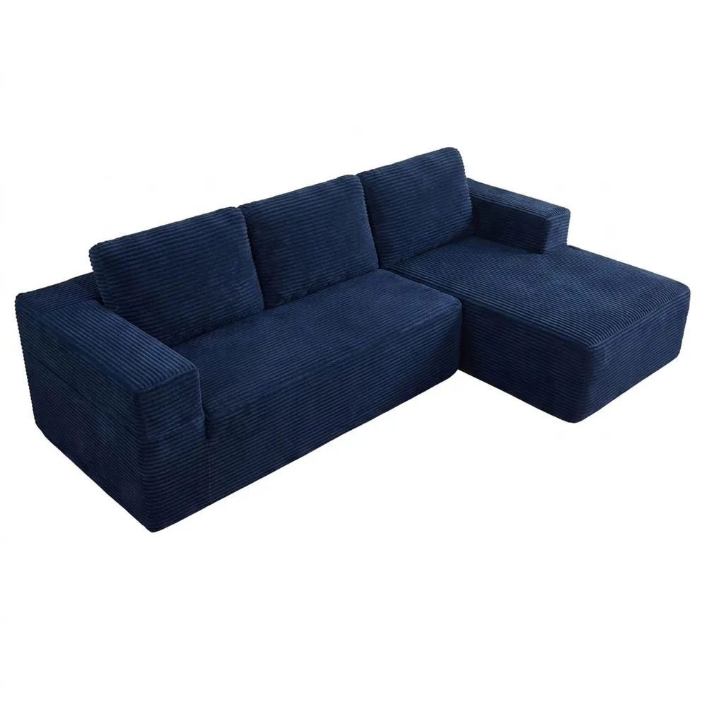 Sofá Esquinero Modular con Chaise Longue Derecha y Cama Funcional - Tapizado en Pana, Asiento Profundo - Sofá Cama para Salón - Sin Montaje-Villanestchic