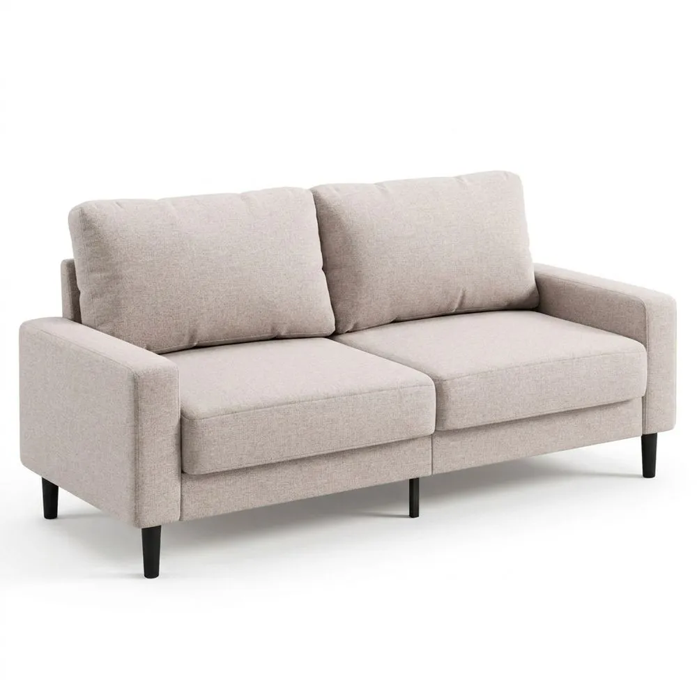 Sofá de 3 Plazas Diseño Contemporáneo Montaje Rápido para Sala de Estar, Dormitorio u Oficina Beige-Villanestchic