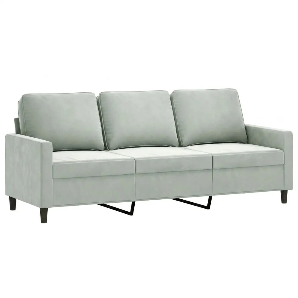 Sofá de 3 Plazas de Terciopelo Gris Claro 180 cm-Villanestchic