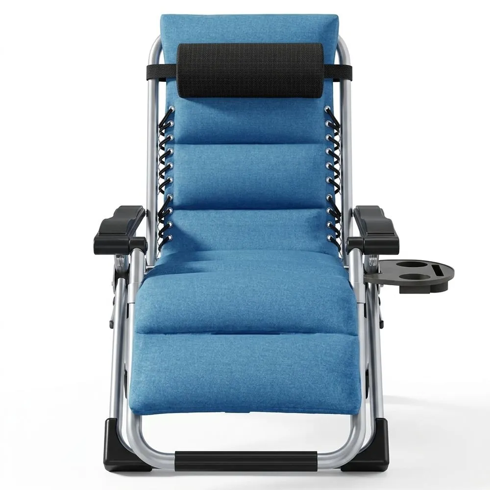 Tumbona Reclinable de Gravedad Cero con Cojín y Bolsillo Lateral para Jardín-Villanestchic