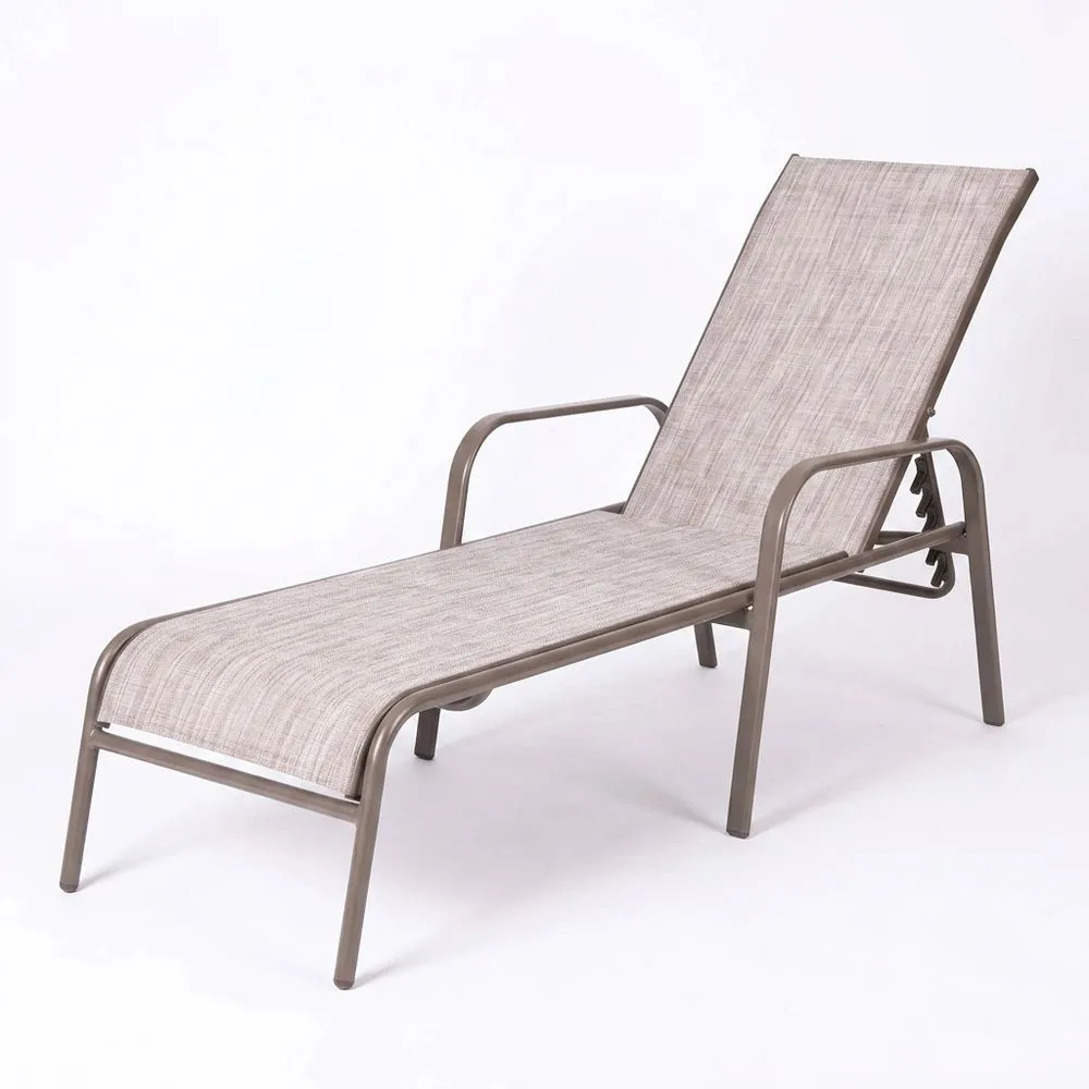 Tumbona de jardín reclinable en marrón 4 posiciones con reposabrazos-Villanestchic