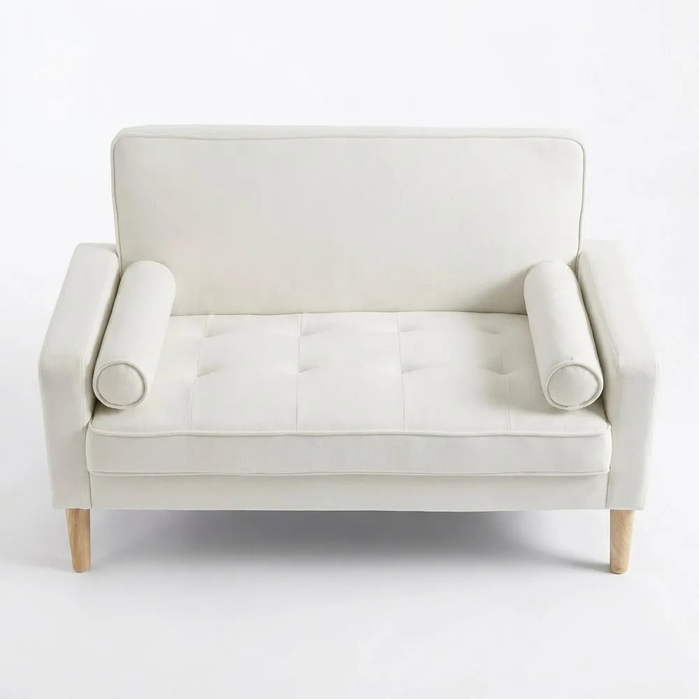 Sofá de Terciopelo para 2 Personas con Cojines y Patas de Madera, Espacios Pequeños-Villanestchic