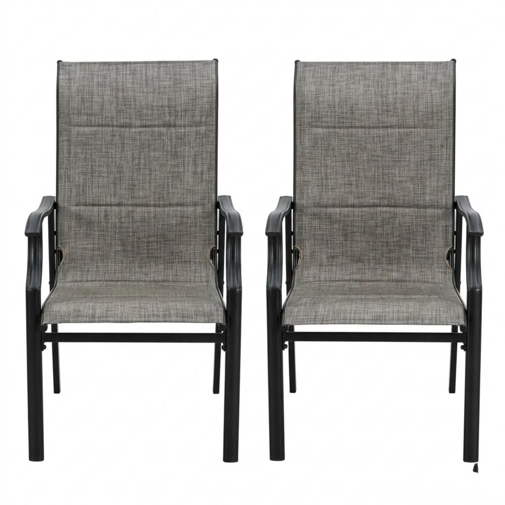 2er-Set Garten-Loungesessel aus Textilene und Stahl, Grau