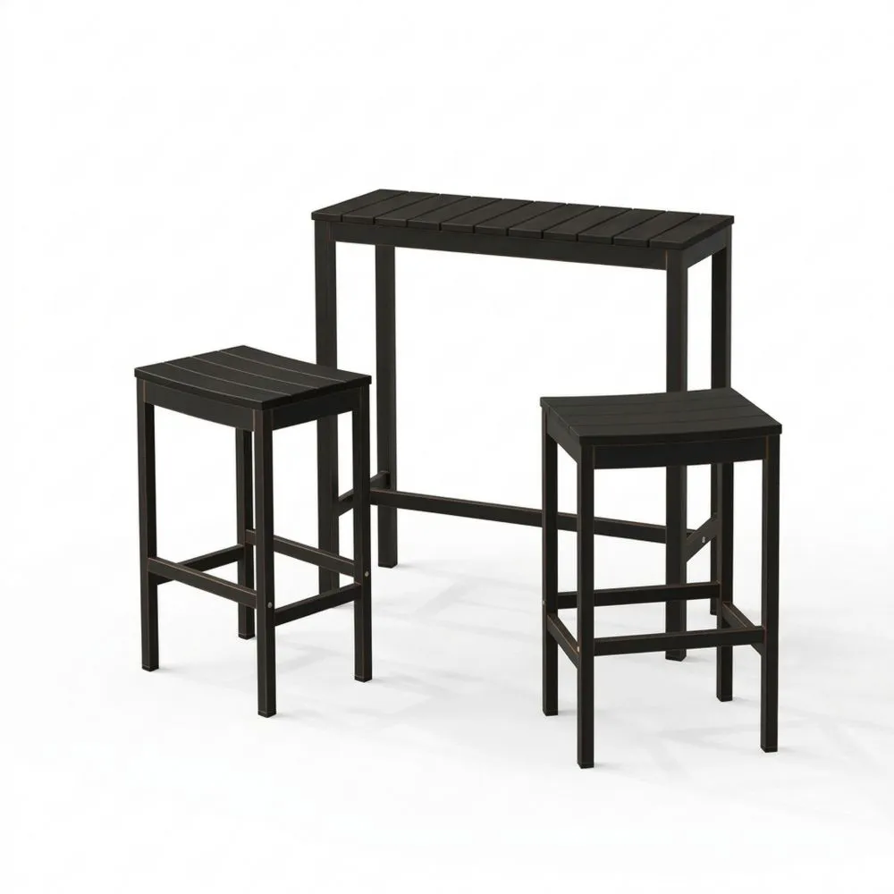 3-teiliges Bar-Set aus Stahl in Schwarz