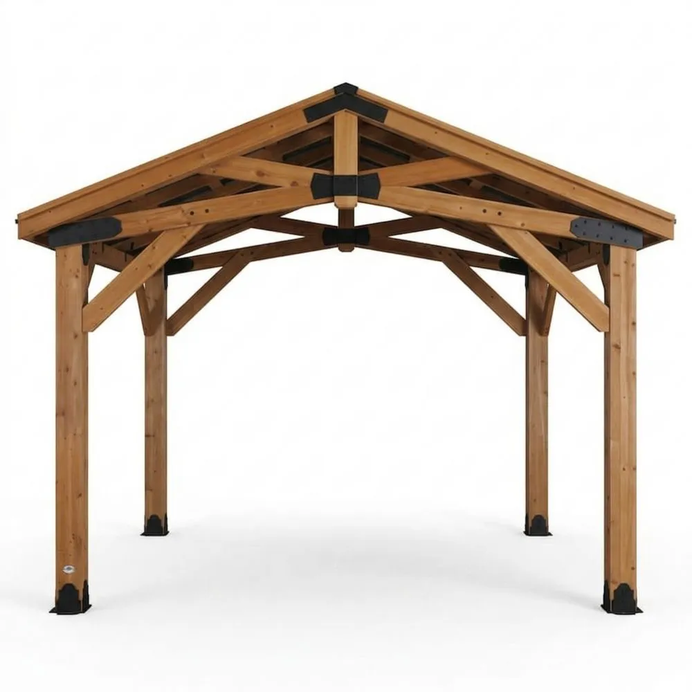 Holzpavillon Kiefernholz mit Stahlverbindungen 300cm x 300cm x 270cm(L × B × H)