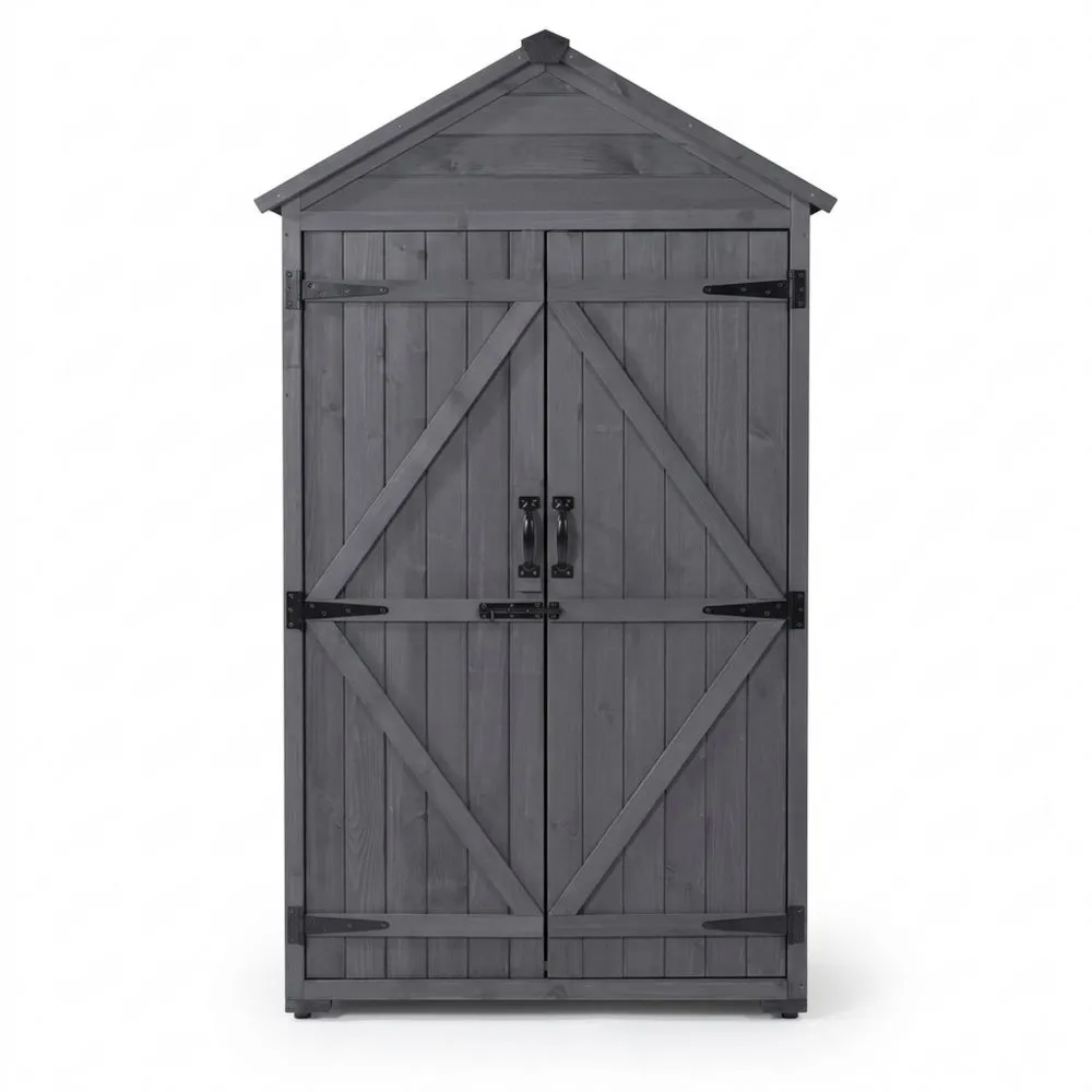 Kiefernholz-Schuppen in Grau, 180×90×50 cm (H × B × T)