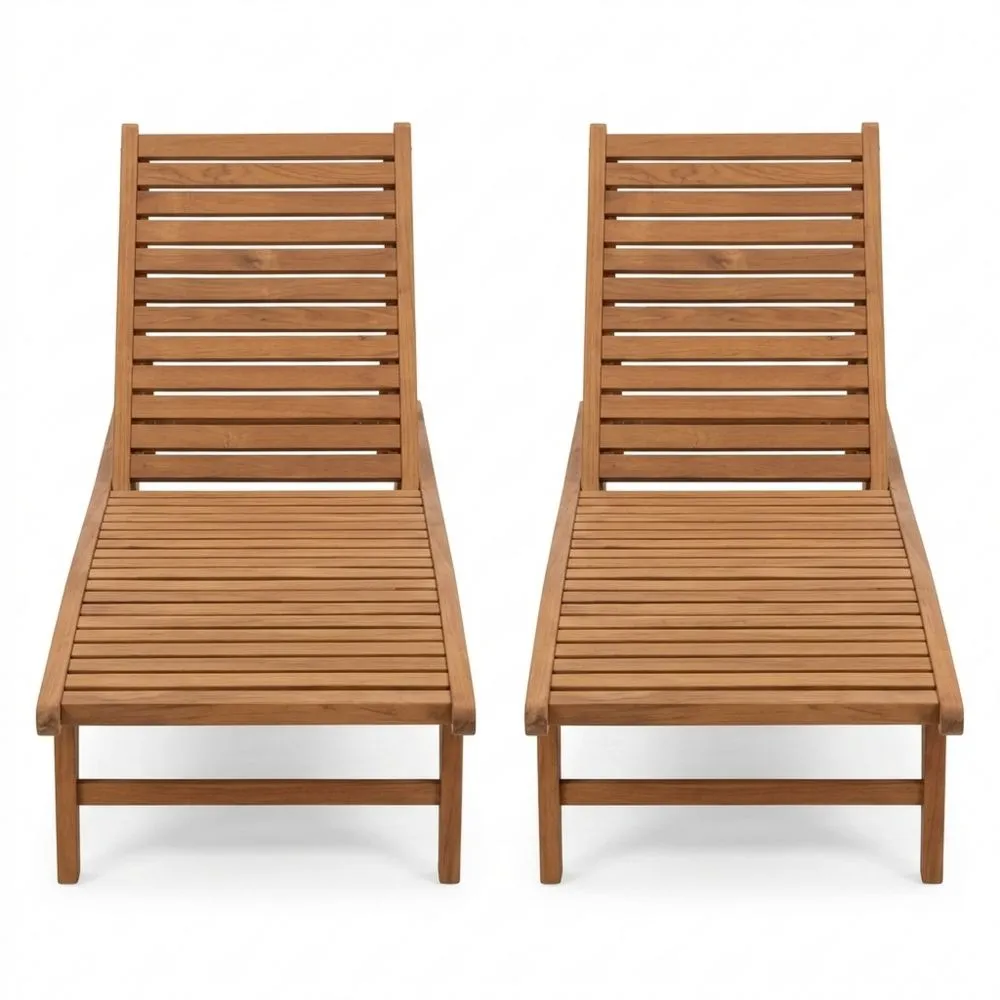 Verstellbares Gartenliegeset aus Akazienholz