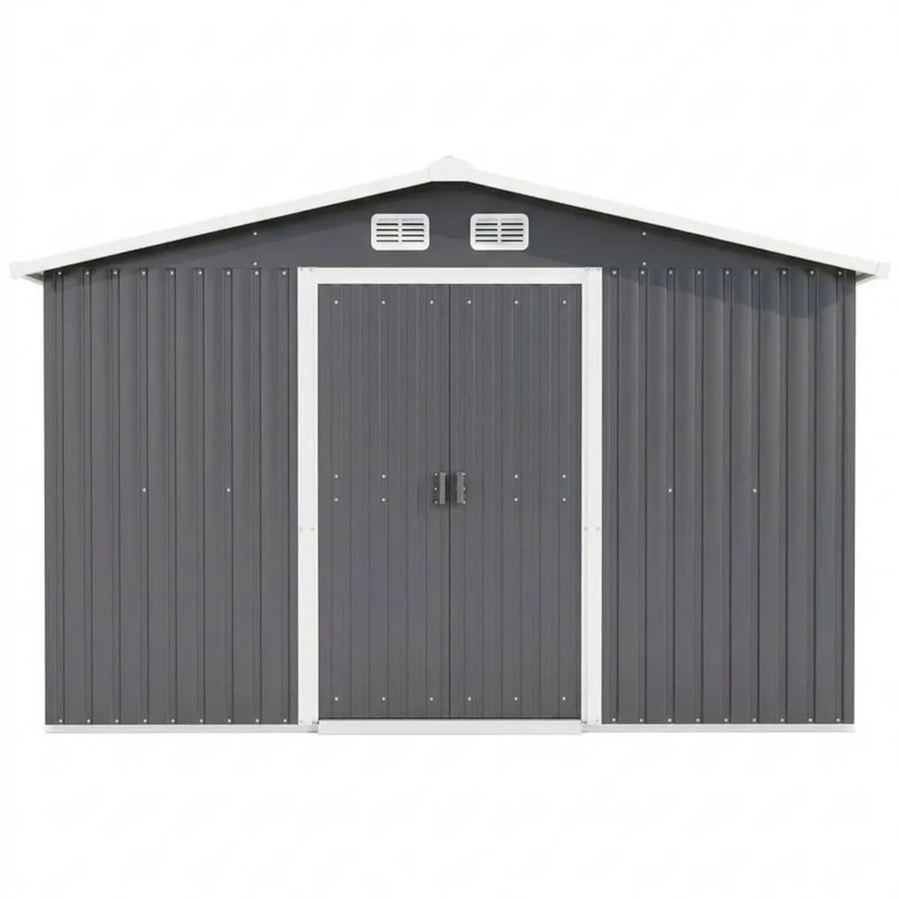 Gartenschuppen aus verzinktem Stahl Grau, 213x127x185 cm(L × B × H)