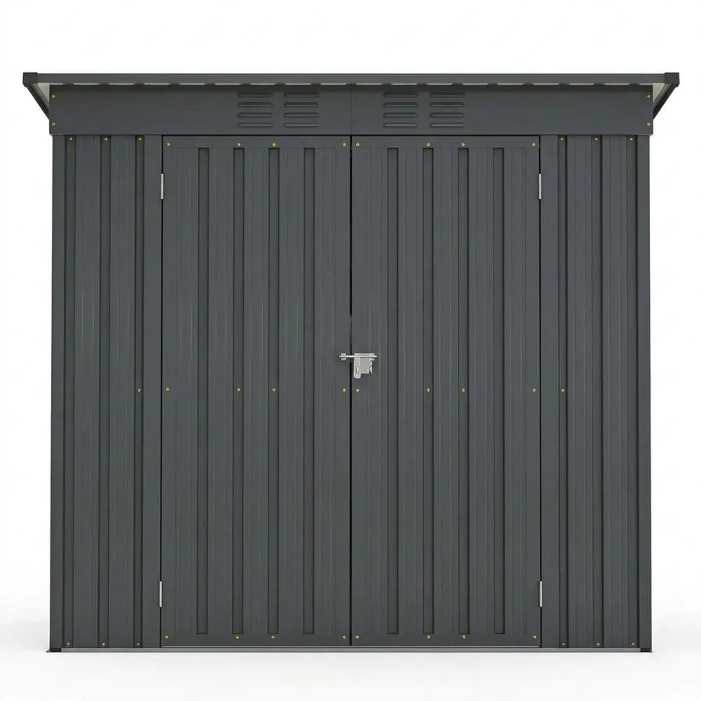 Stahl Geräteschuppen mit Pultdach Anthrazit, 183x119x190 cm(L × B × H)