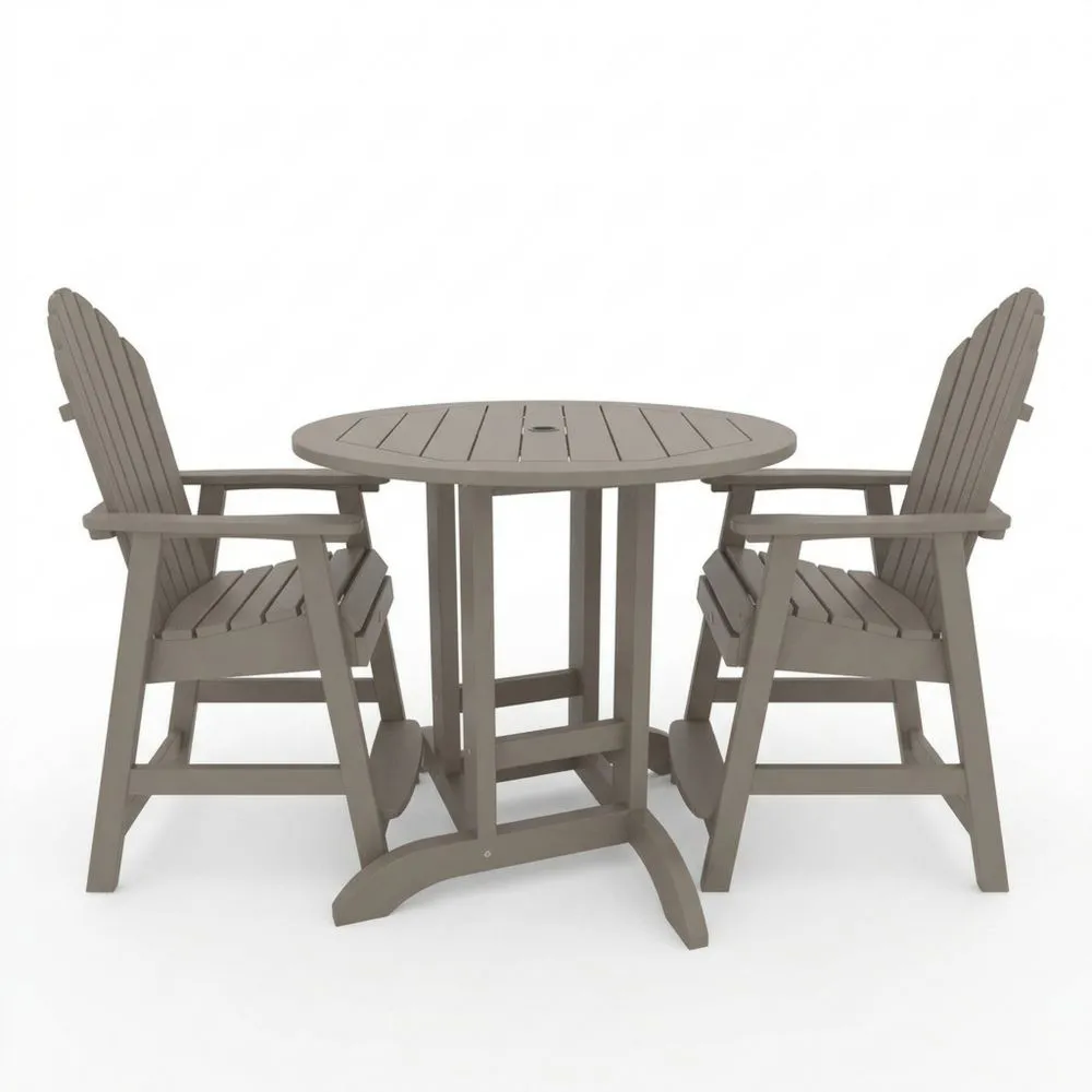 Garten-Essgruppe aus Polyethylen mit Tisch und 2 Stühlen in Grau