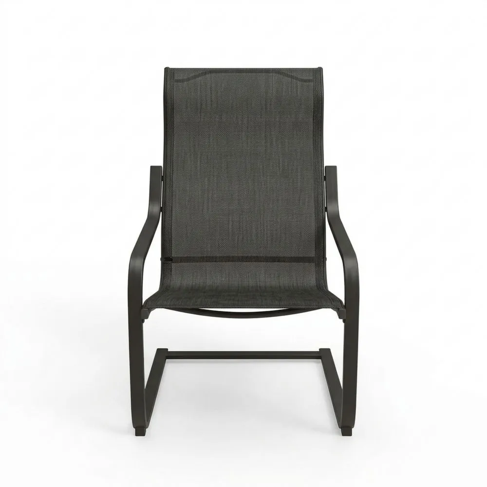 Stahlstuhl mit Textilene-Gewebe in Dunkelgrau