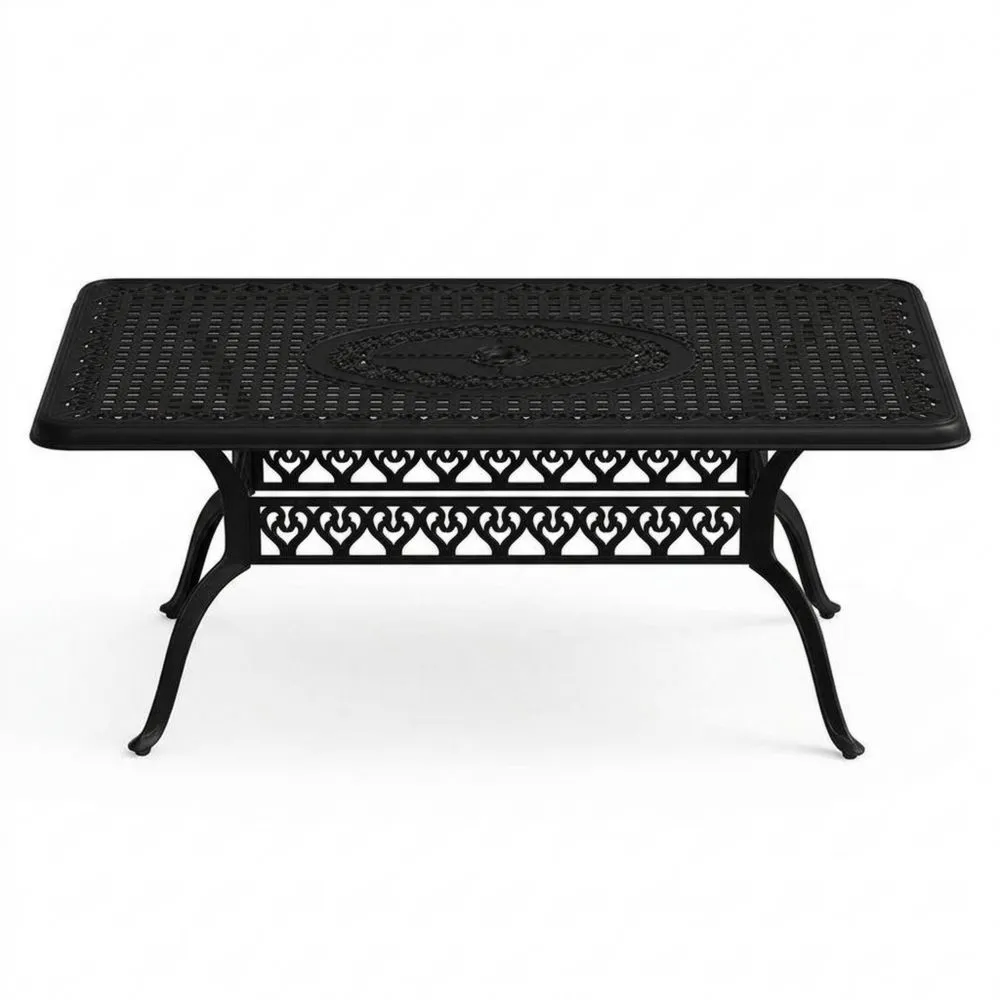 Rechteckiger Aluminium-Gartentisch, Schwarz, 120x60x45 cm (L × B × H)