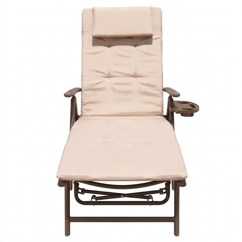 Verstellbare Sonnenliege mit Kopfstütze Beige Stahl Polyester