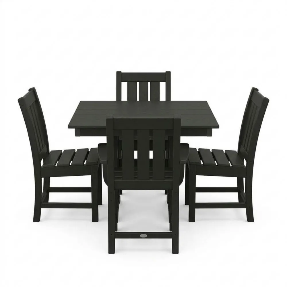 5-teiliges Polypropylen-Garten-Essgruppen-Set in Schwarz