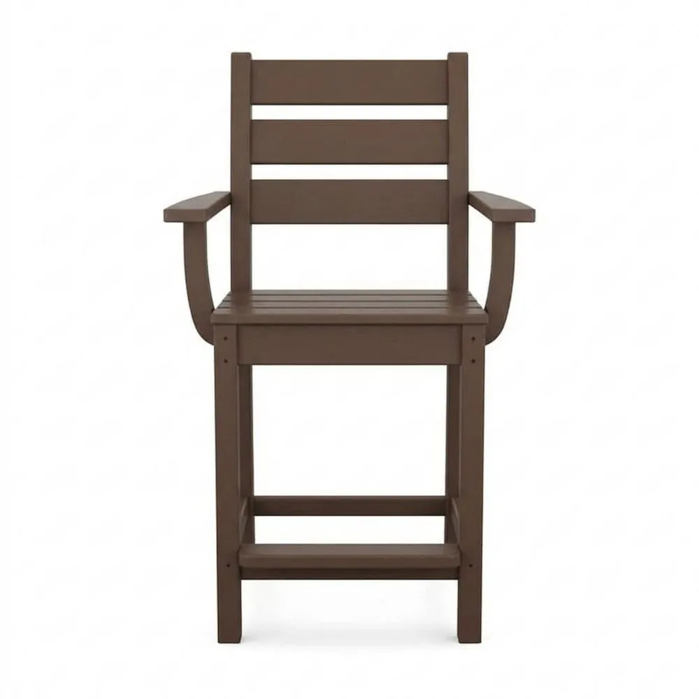 Barhocker aus Eukalyptusholz mit Armlehnen, Braun 60x45x110cm(B × T × H)