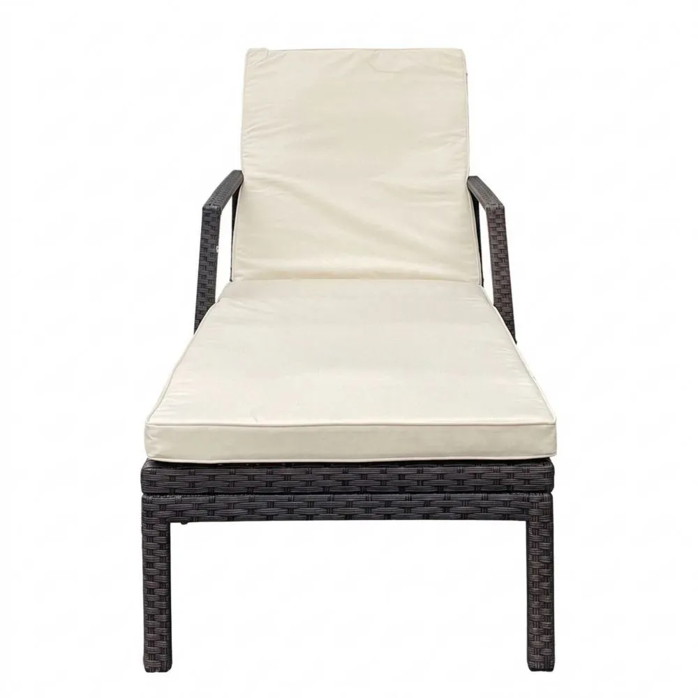 Gartenliege Stahl Polyrattan Braun Cremeweiß Polyester 200x70x35 cm(L × B × H)