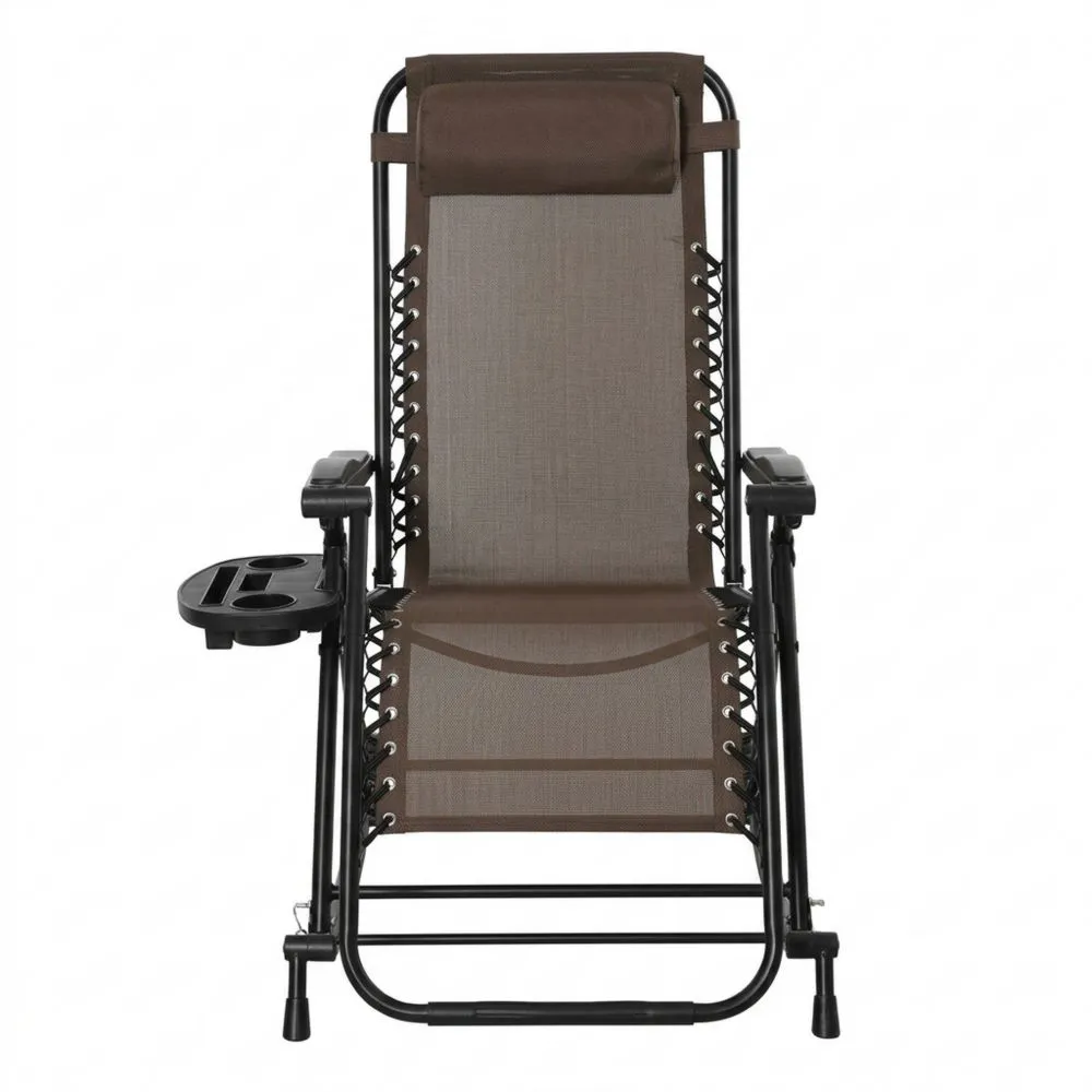 Verstellbarer Klappbarer Gartenliegestuhl Stahl Textilene Braun