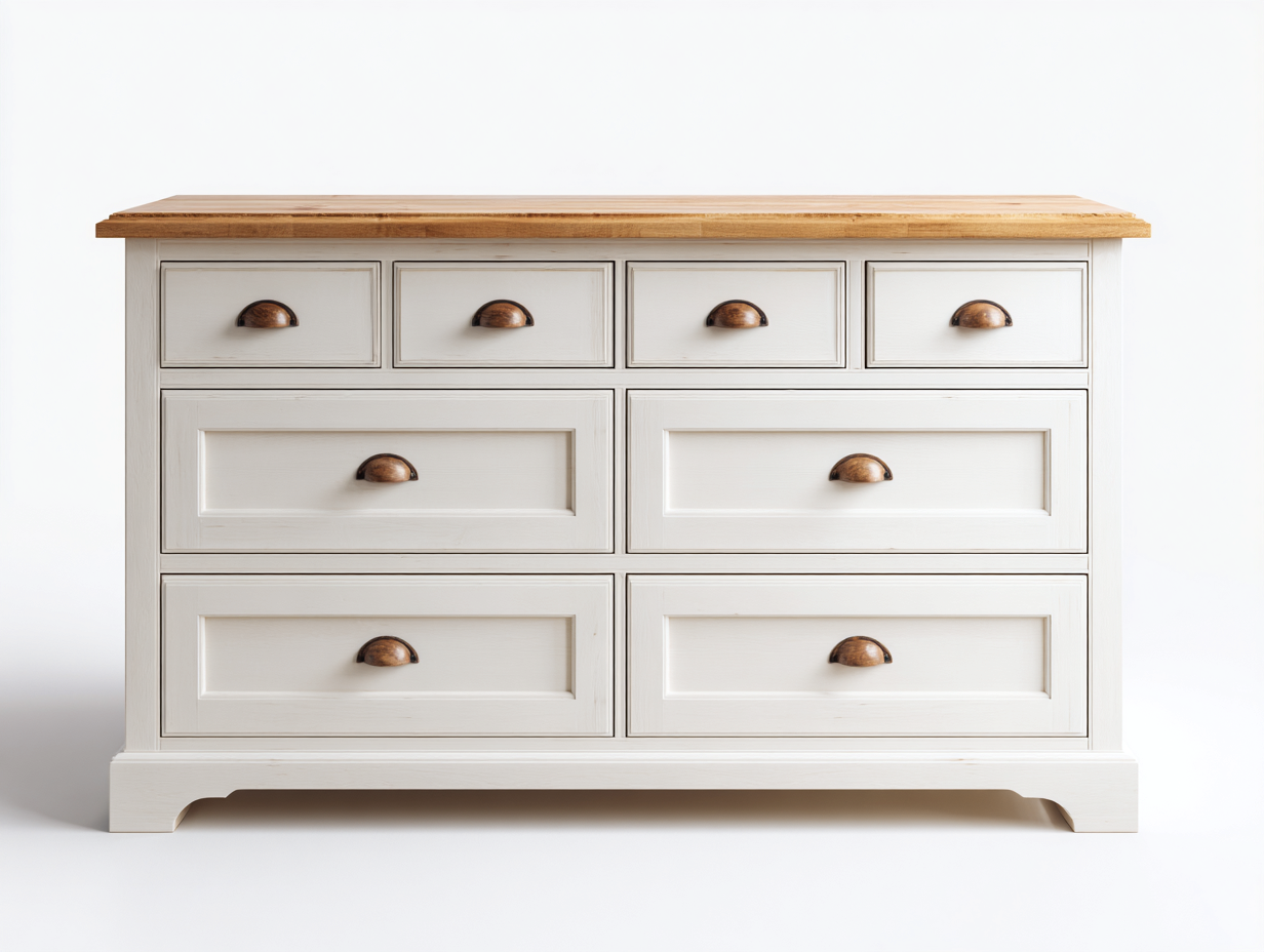 Komody-drewno-MDF-132x45x84 cm-biały-naturalne drewno-styl klasyczny-Mivaloft