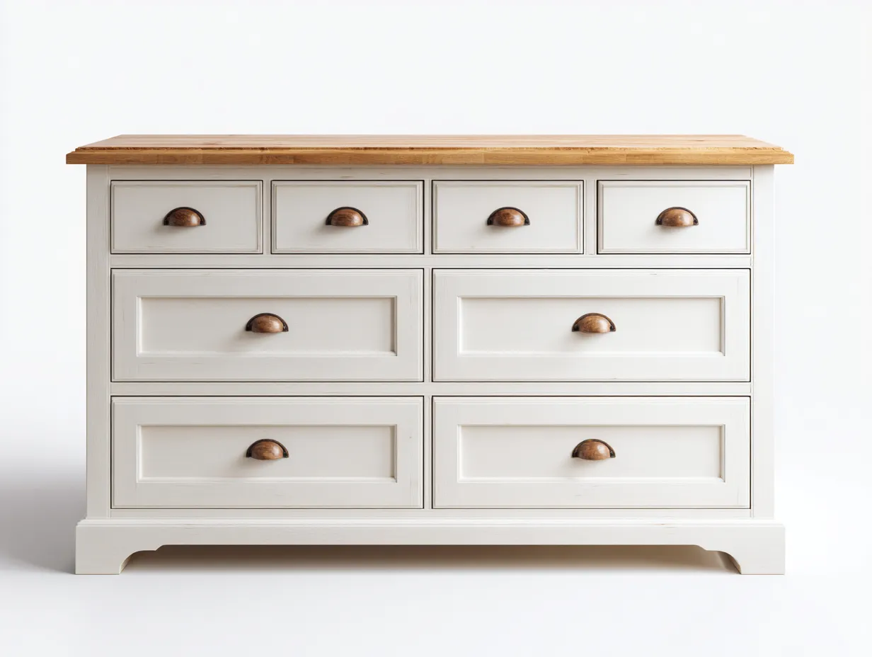 Komody-drewno-MDF-132x45x84 cm-biały-naturalne drewno-styl klasyczny-Mivaloft