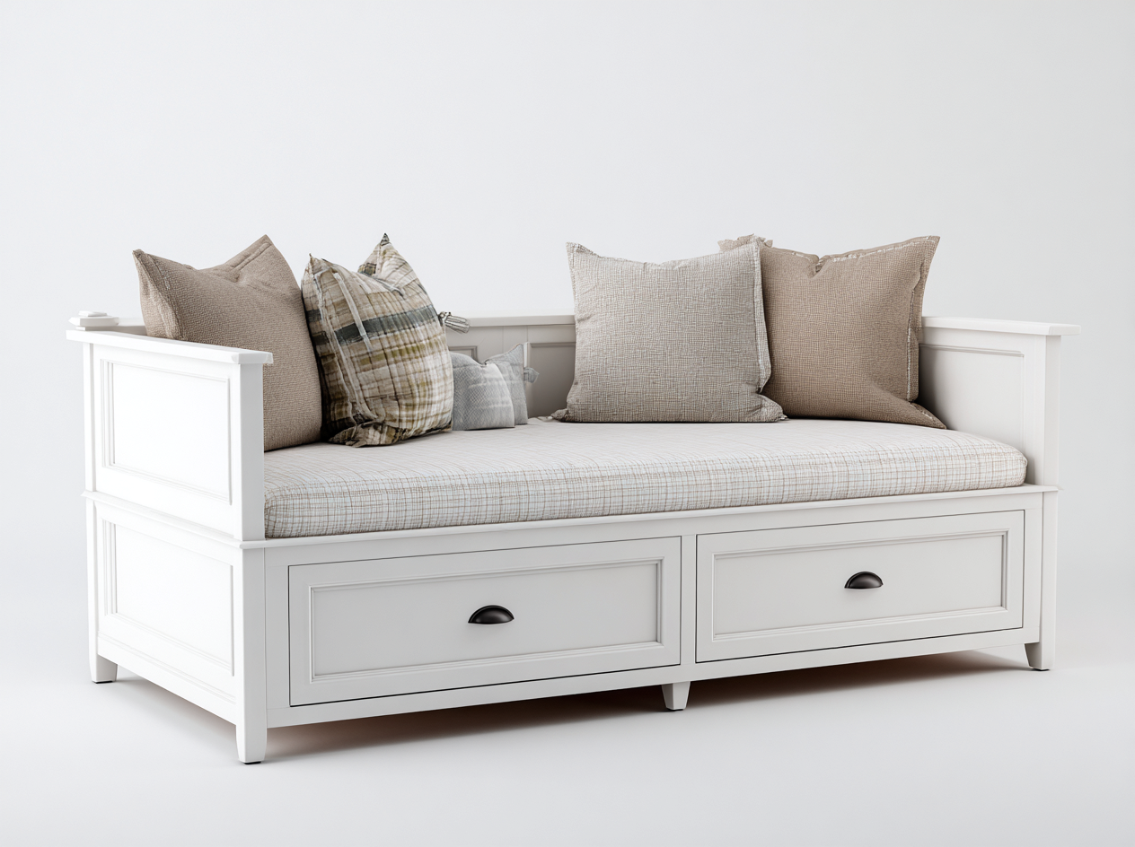 Sofa z funkcją spania-drewno-tkanina-208x92x84 cm-biały-beżowy-klasyczny-Mivaloft