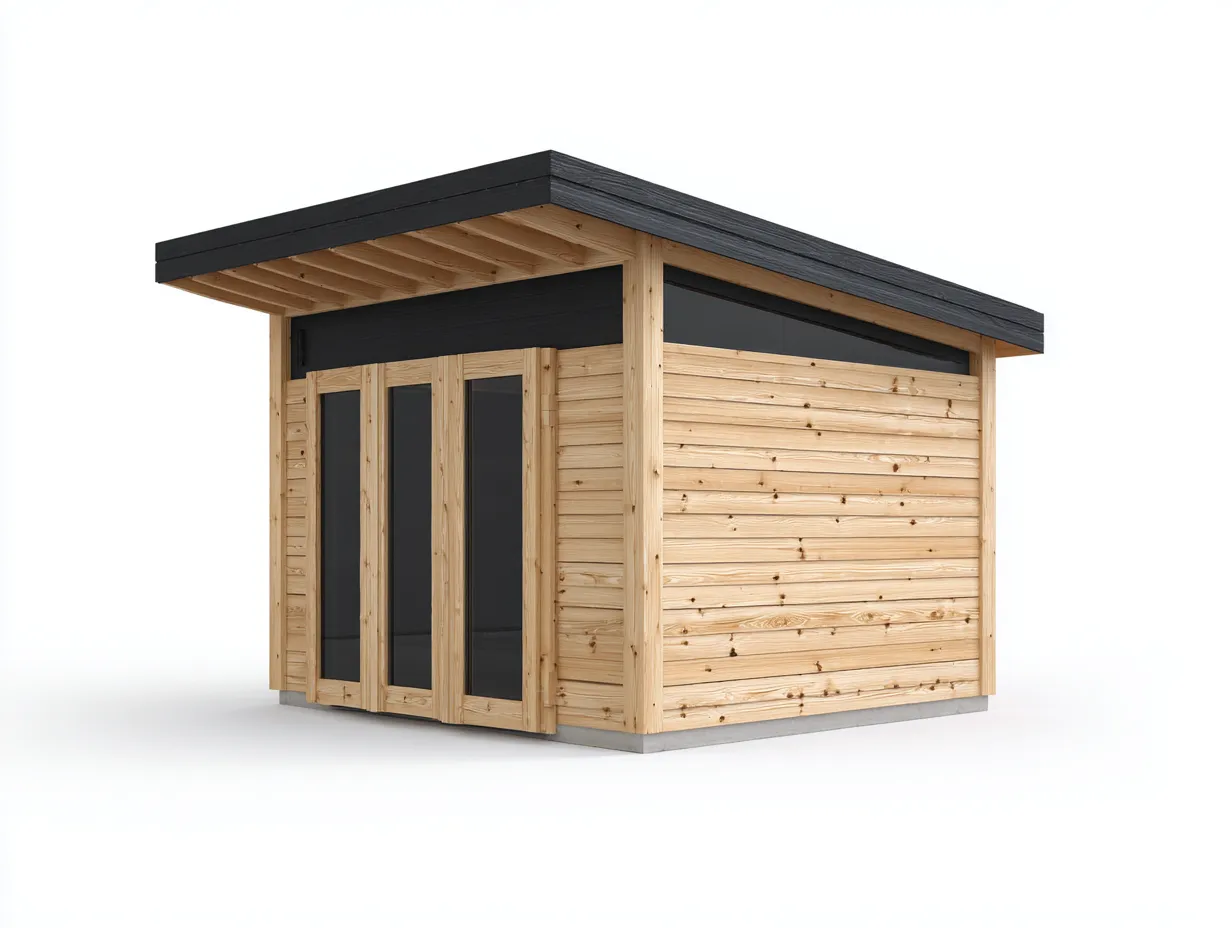 Domki gospodarcze-drewno-stal-szkło-258x206x238 cm-naturalny-czarny-nowoczesny-Mivaloft