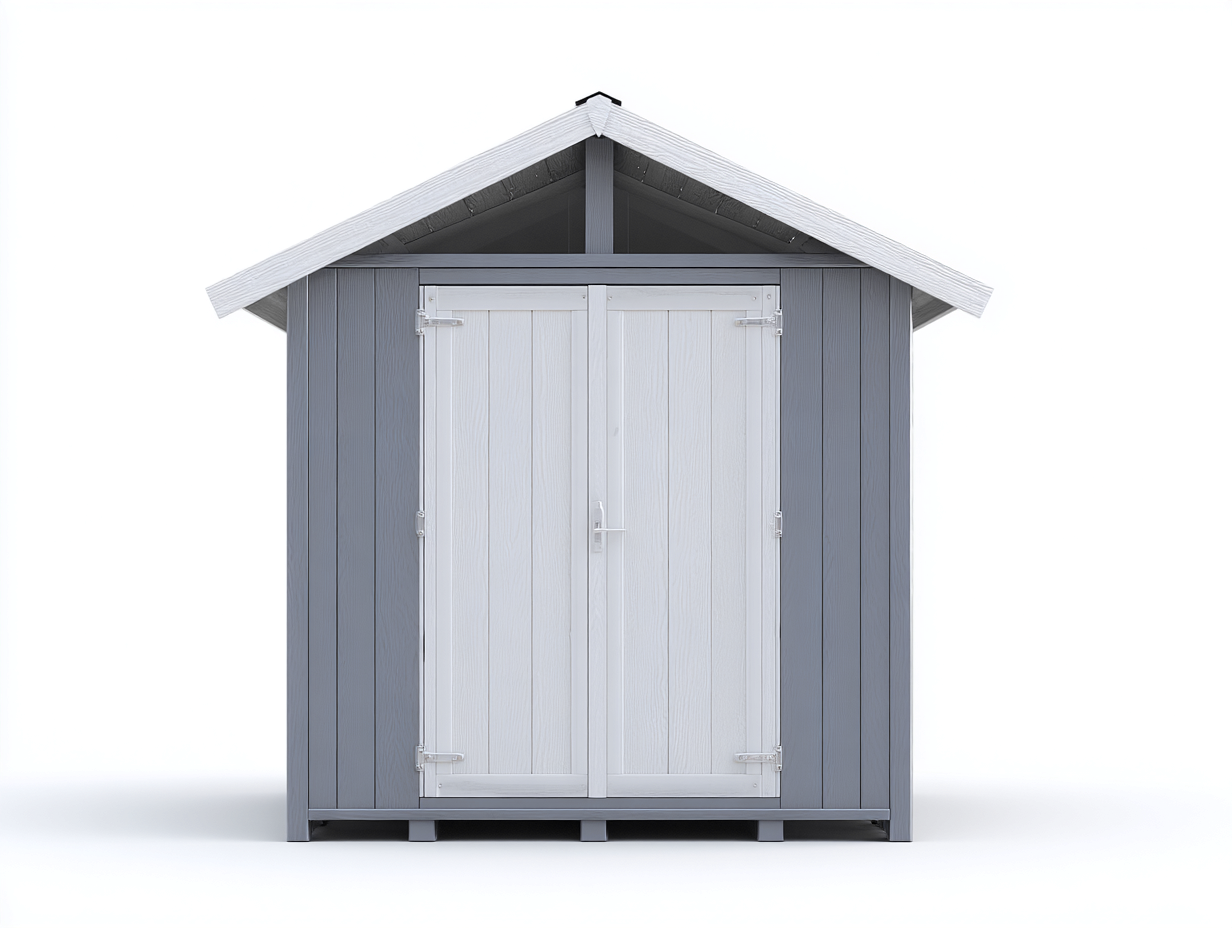 Domki gospodarcze - tworzywo sztuczne - 186x128x214 cm - szary-biały - nowoczesny styl-Mivaloft