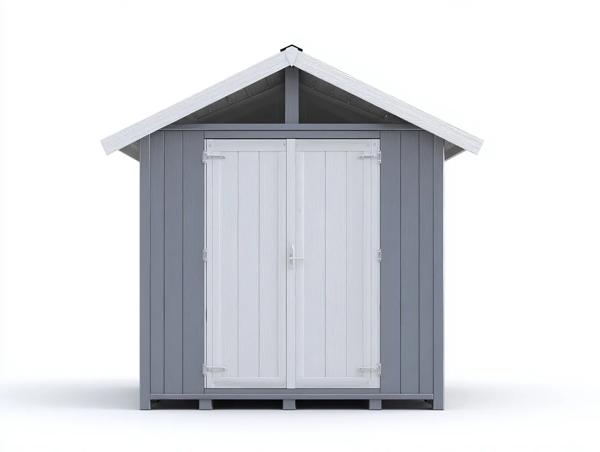 Domki gospodarcze - tworzywo sztuczne - 186x128x214 cm - szary-biały - nowoczesny styl-Mivaloft