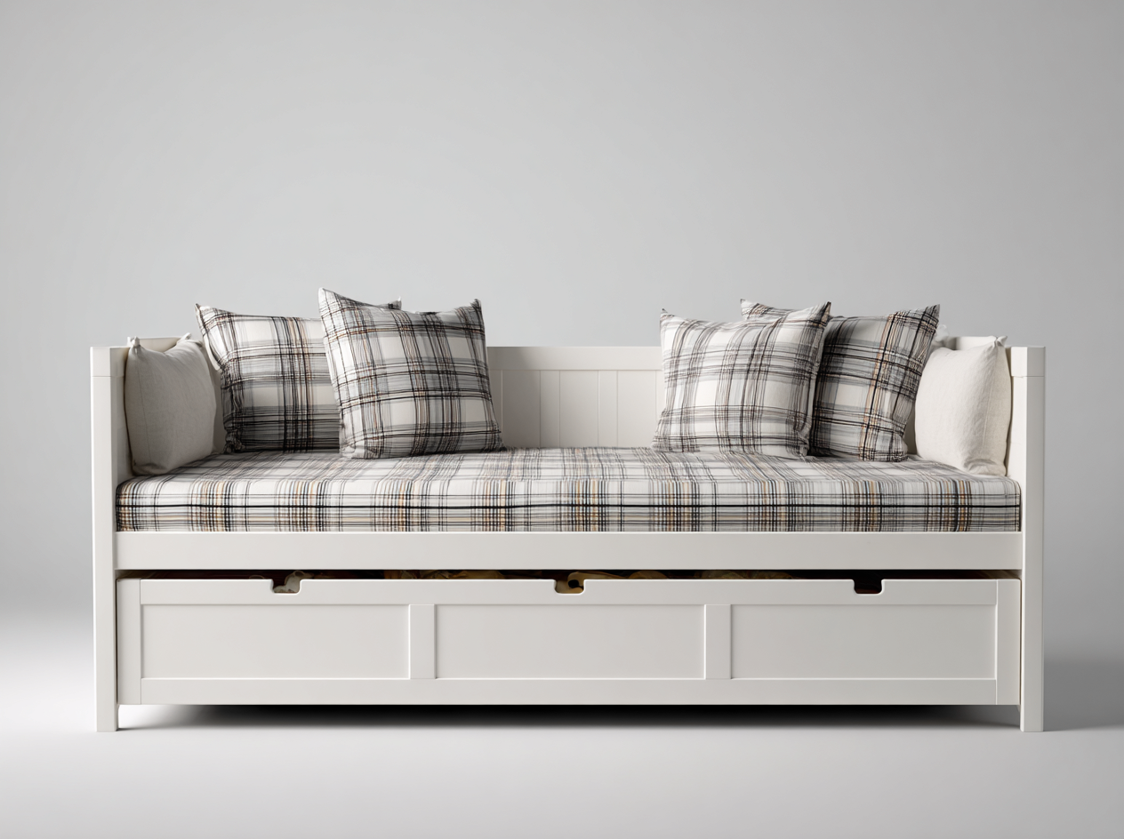 Sofa z funkcją spania-drewno-tkanina-213x99x85 cm-biały-szary-nowoczesny-Mivaloft