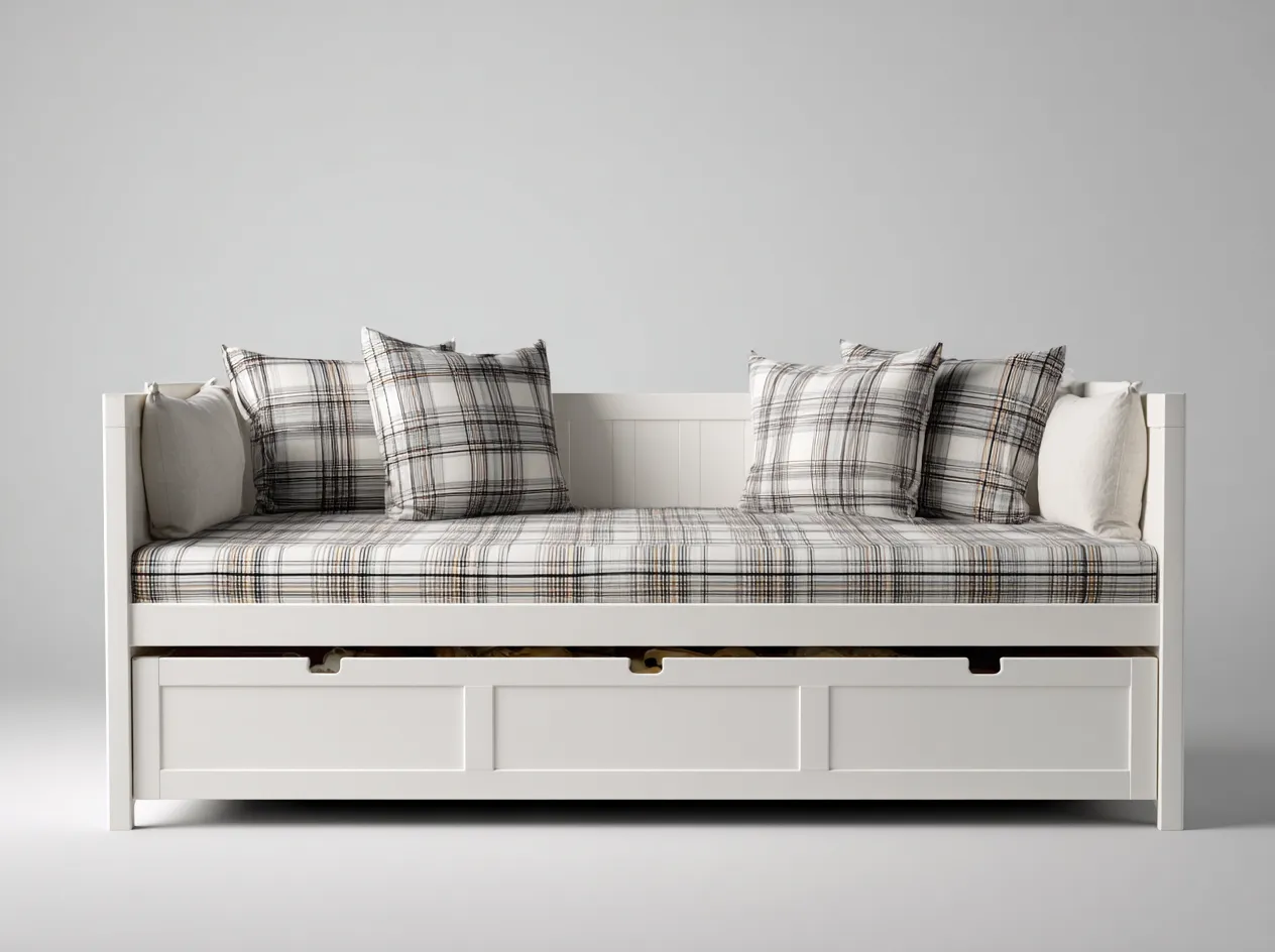 Sofa z funkcją spania-drewno-tkanina-213x99x85 cm-biały-szary-nowoczesny-Mivaloft