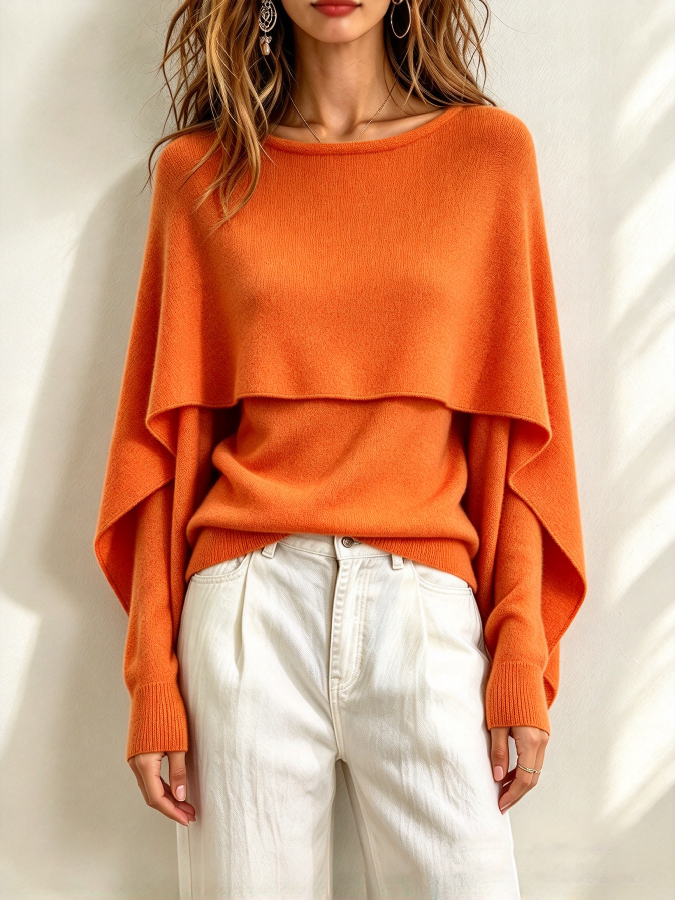 Draped Cape-Layered Two-Piece Sweater