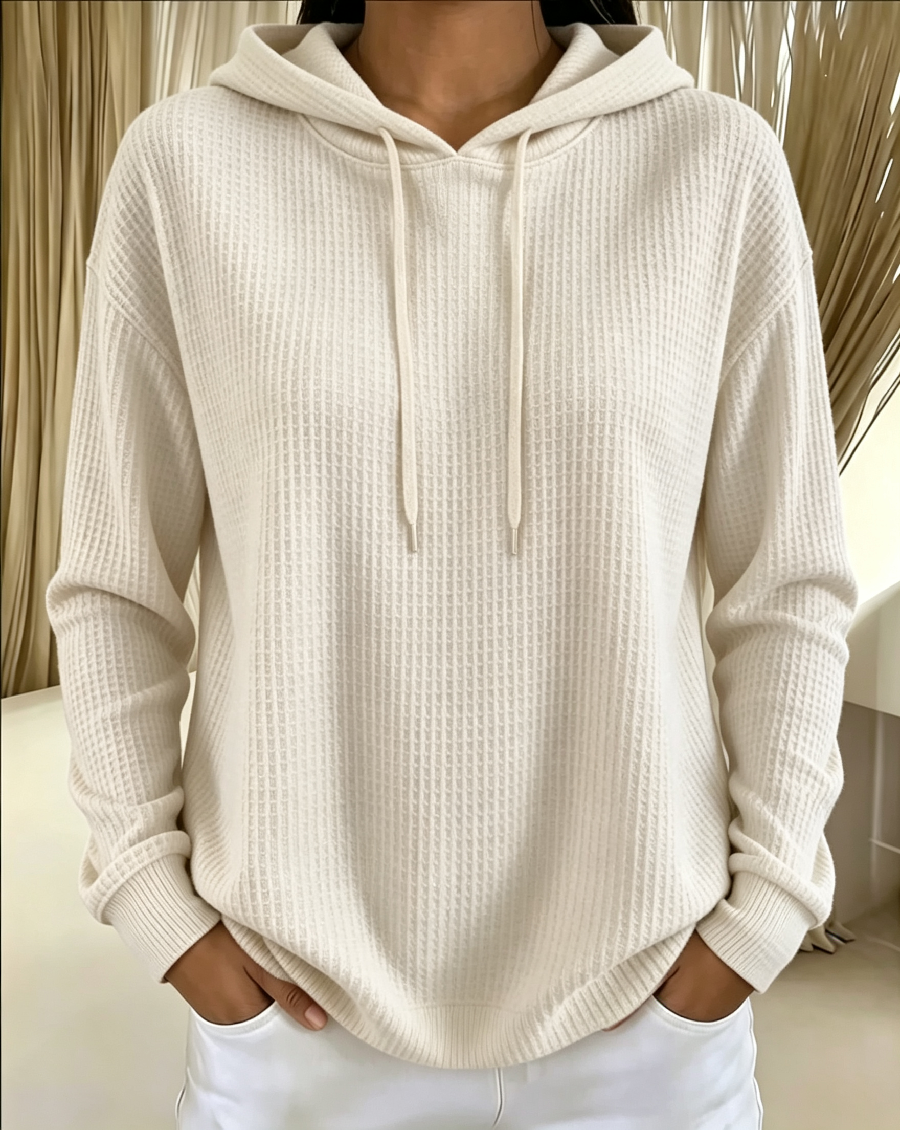 Women’s Ribbed Knit Hooded Pullover