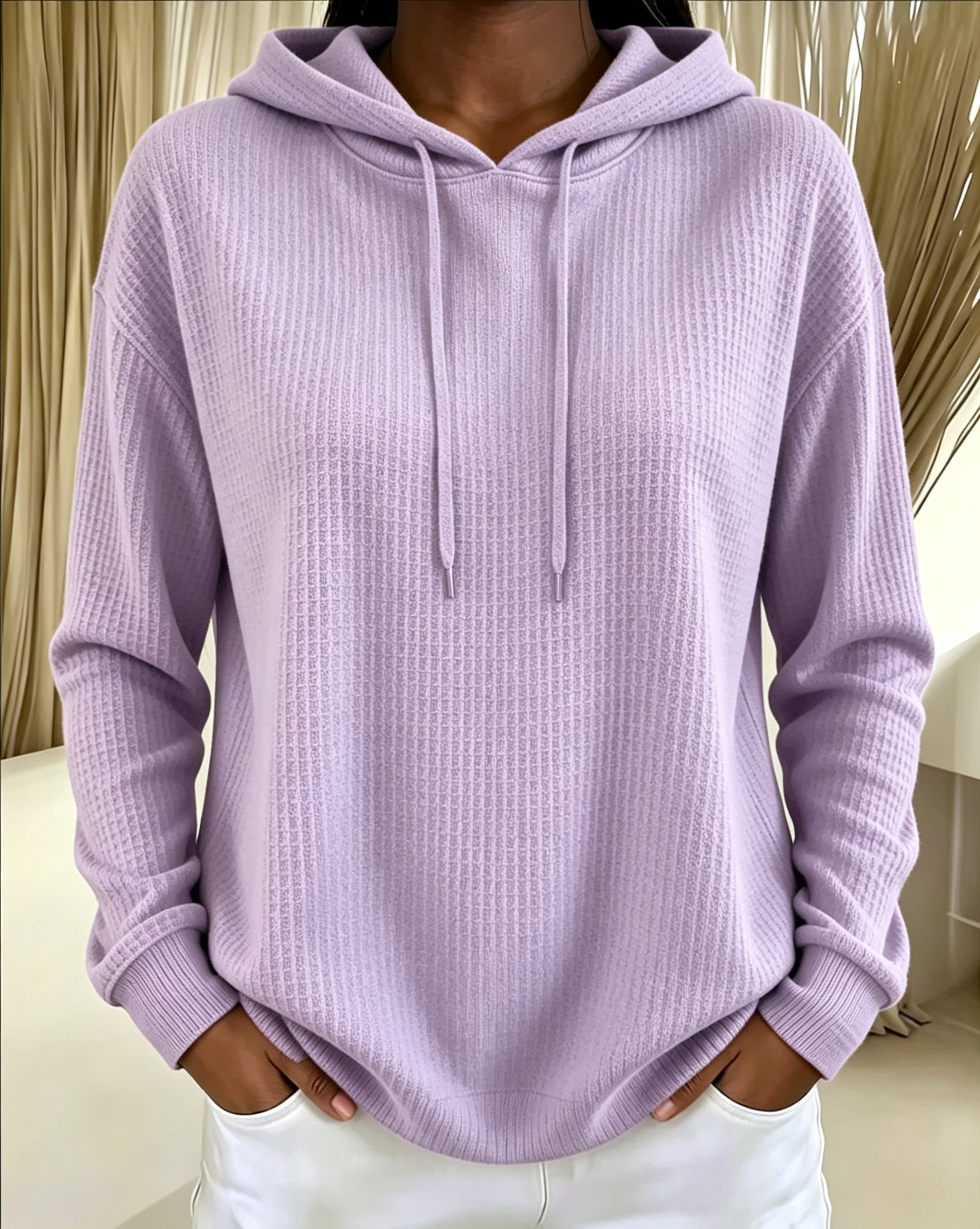 Women’s Ribbed Knit Hooded Pullover