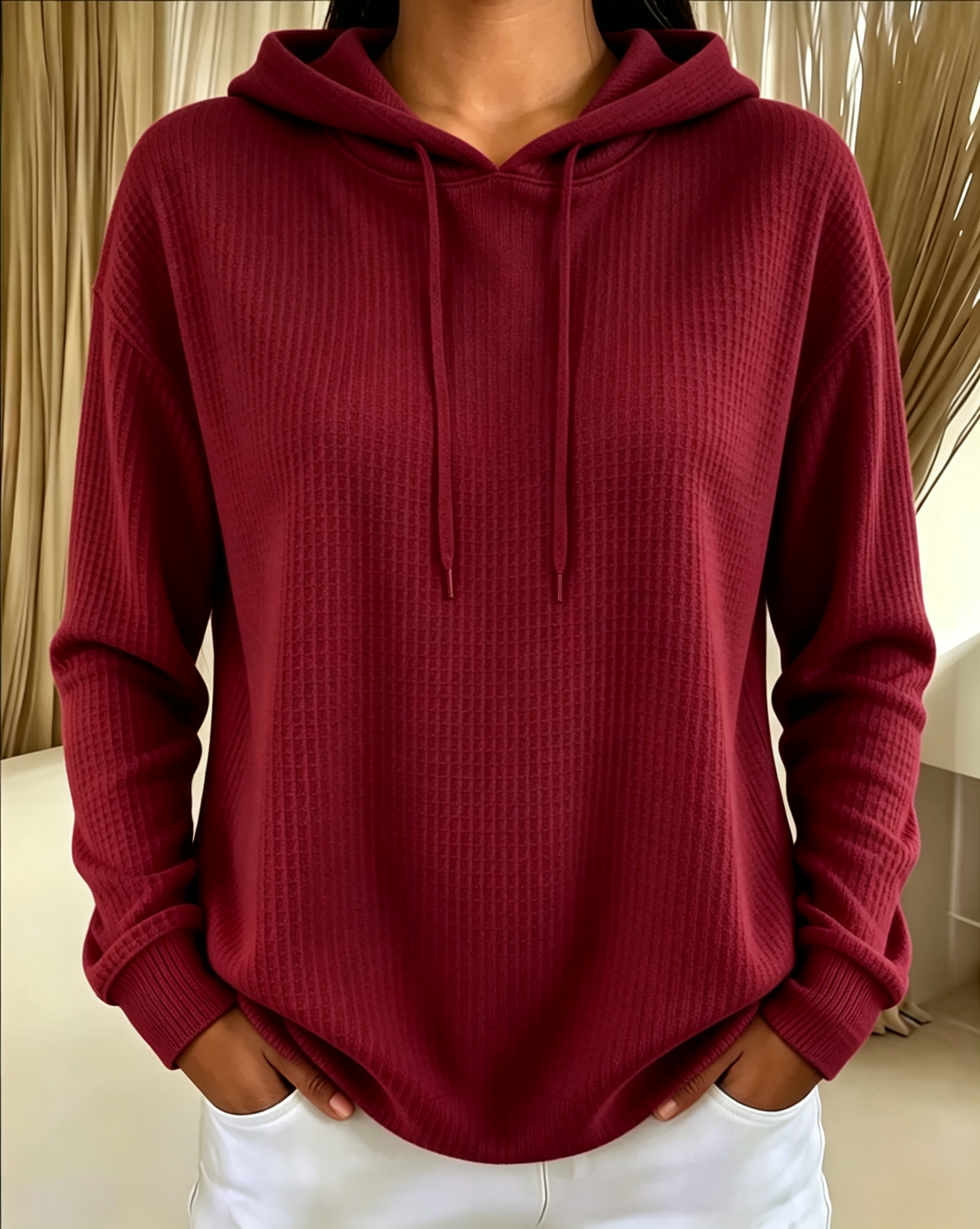 Women’s Ribbed Knit Hooded Pullover