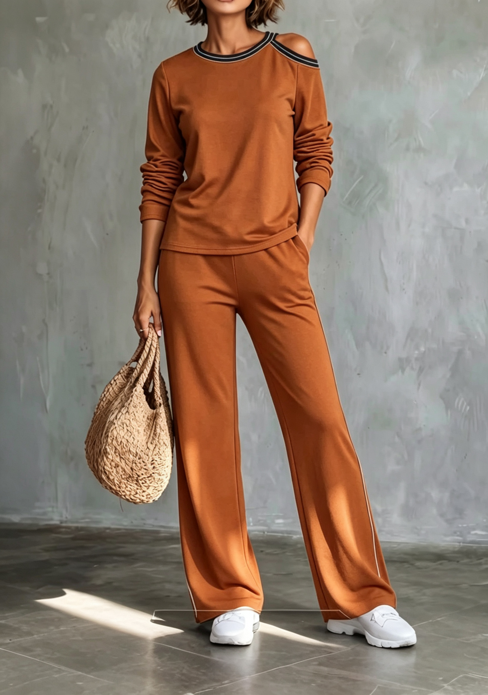 Women’s Casual Cold-Shoulder Two-Piece Set