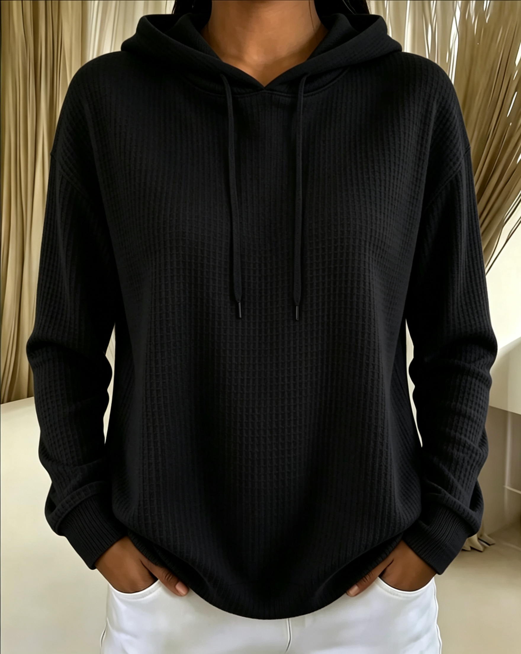 Women’s Ribbed Knit Hooded Pullover