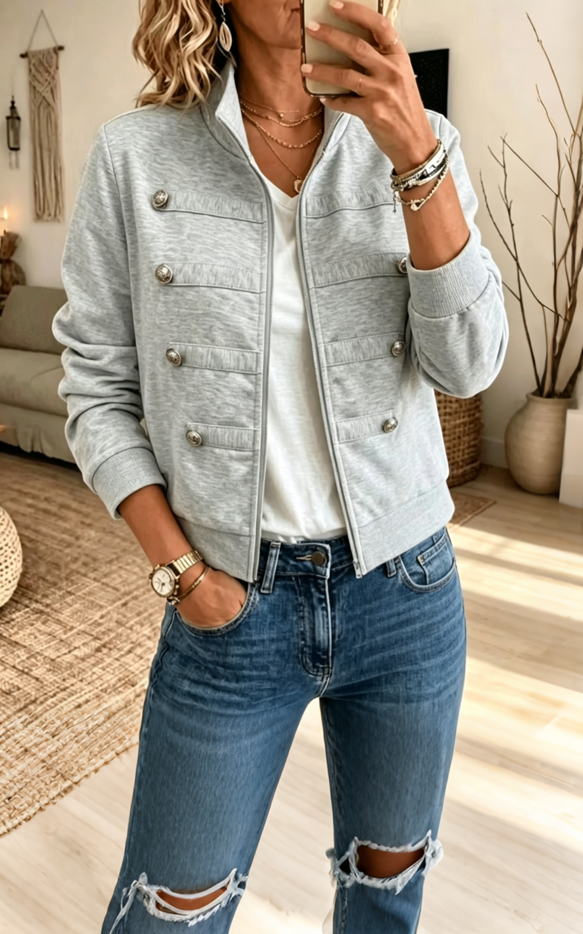 Women Soft Utility Button-Front Jacket