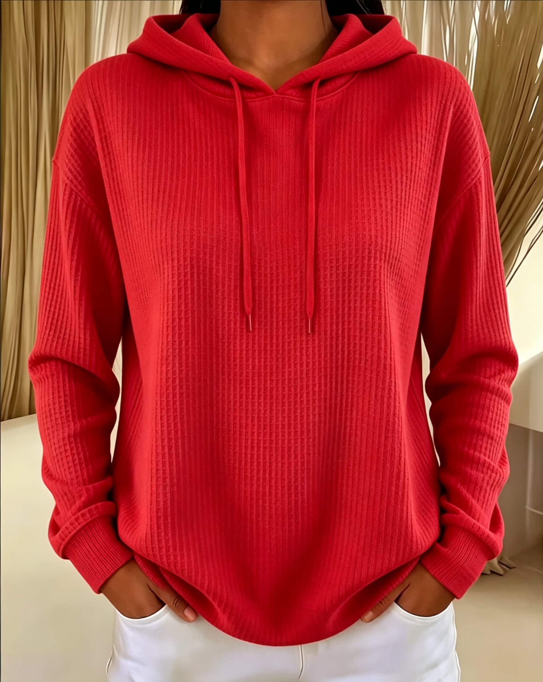 Women’s Ribbed Knit Hooded Pullover