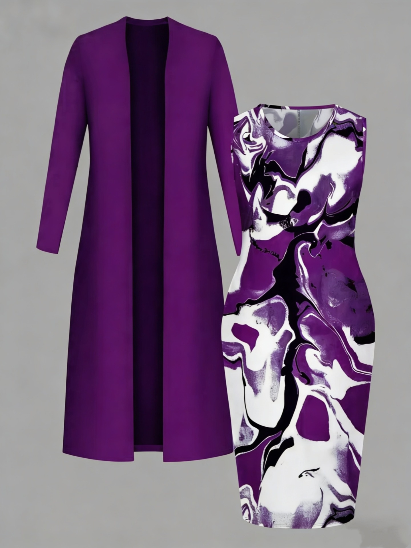 Women Olive Green Cardigan & Floral Midi Dress Set