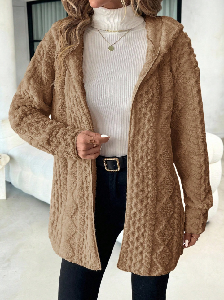 Women's long single-breasted knit coat