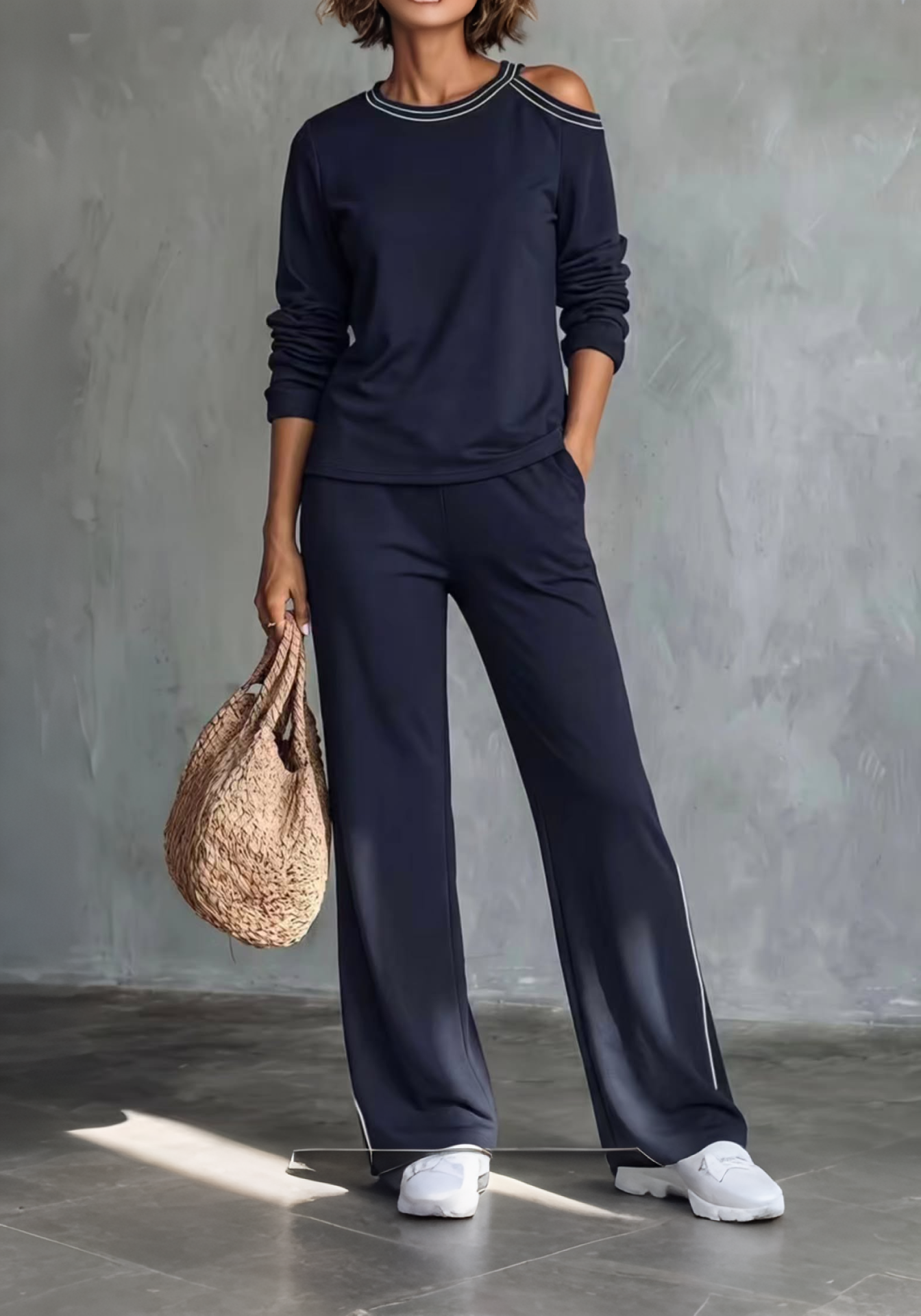 Women’s Casual Cold-Shoulder Two-Piece Set
