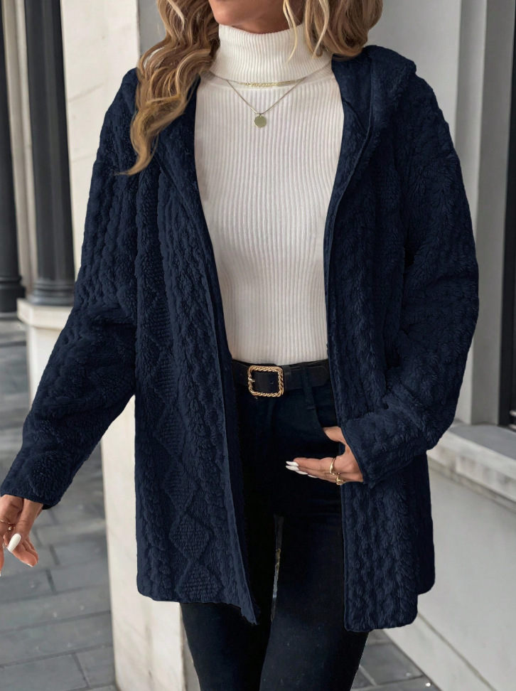 Women's long single-breasted knit coat