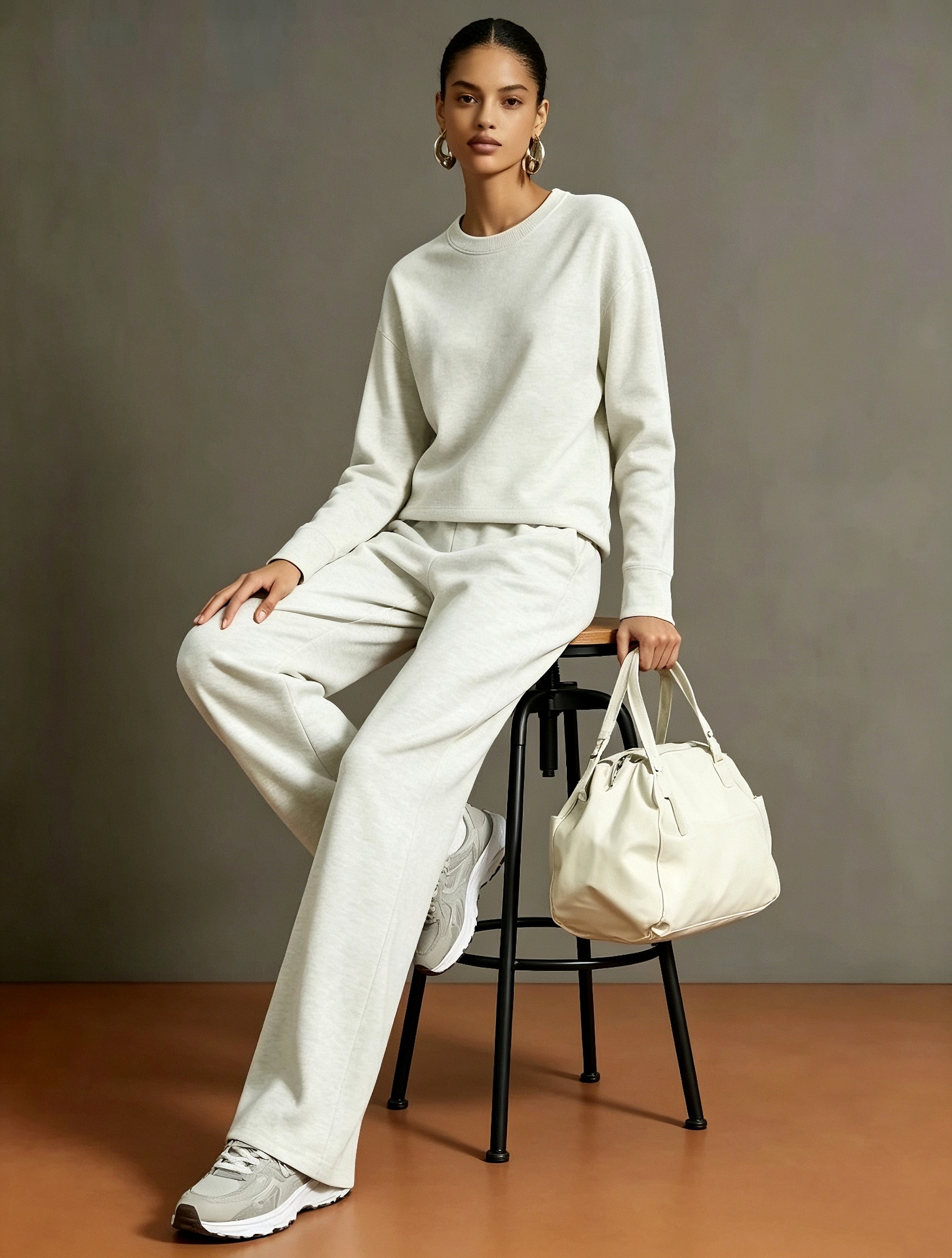Women Textured Zip-Up Hoodie & Wide-Leg Pants Set