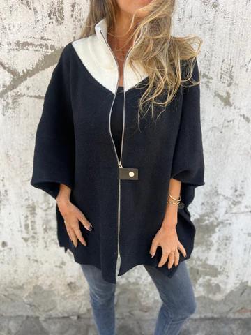 Autumn And Winter Leisure Loose Zip Stand-up Collar Jacket