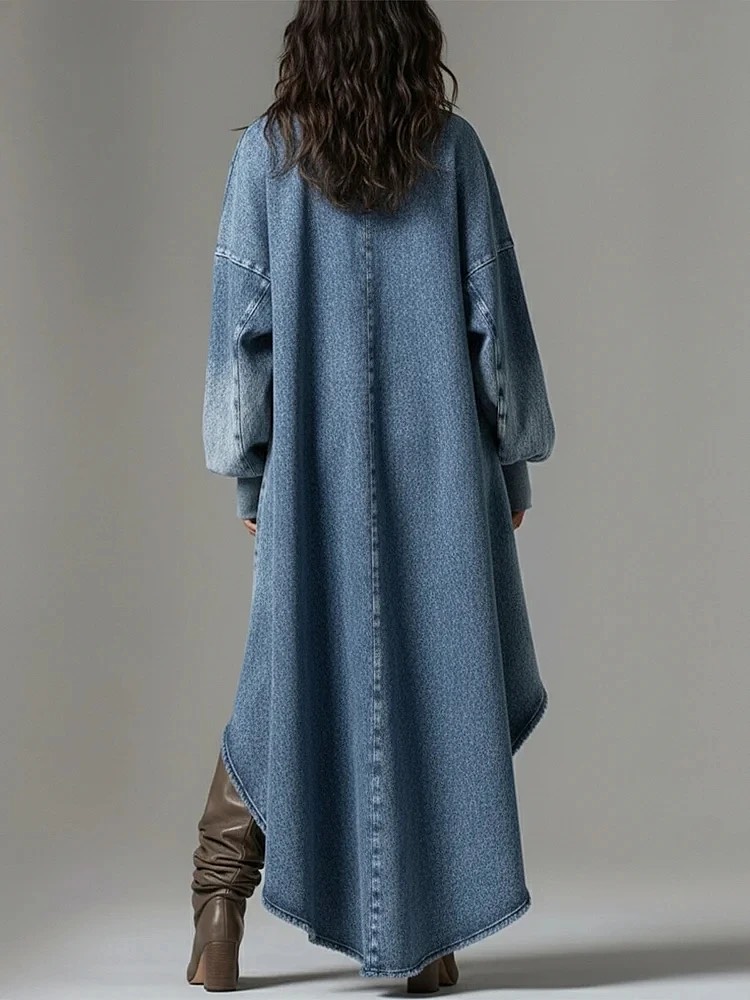 Women Fashion Casual V Neck Denim Dress