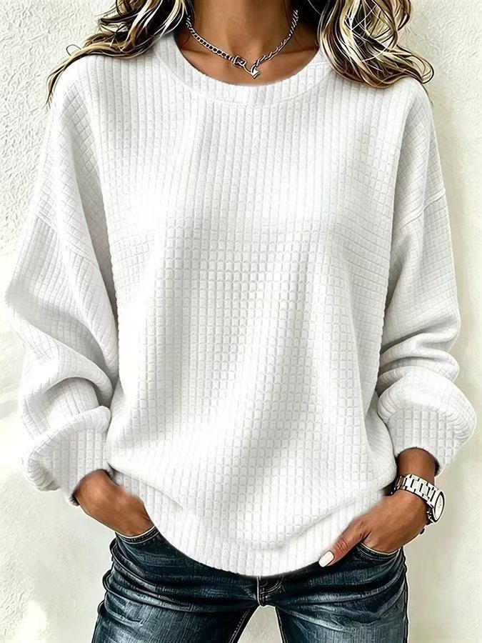 Women Textured Waffle Knit Pullover