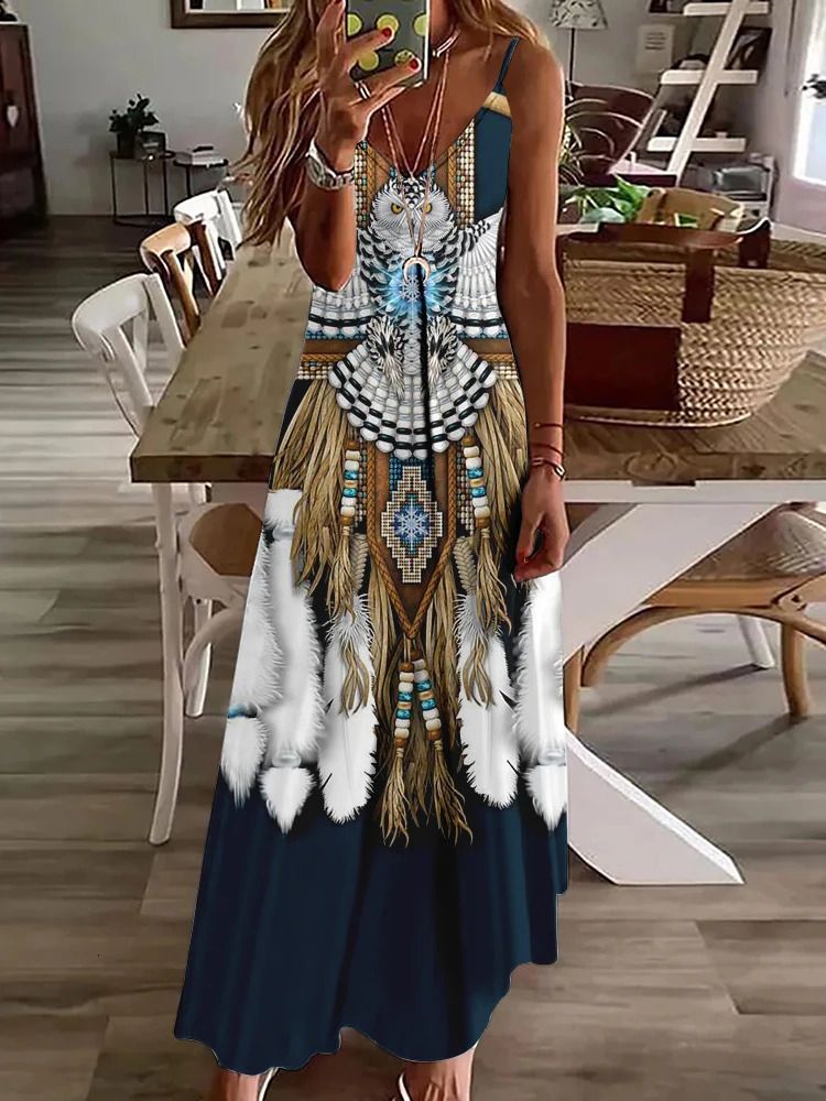 Women Vintage Ethnic Style Womens Long Dress-09