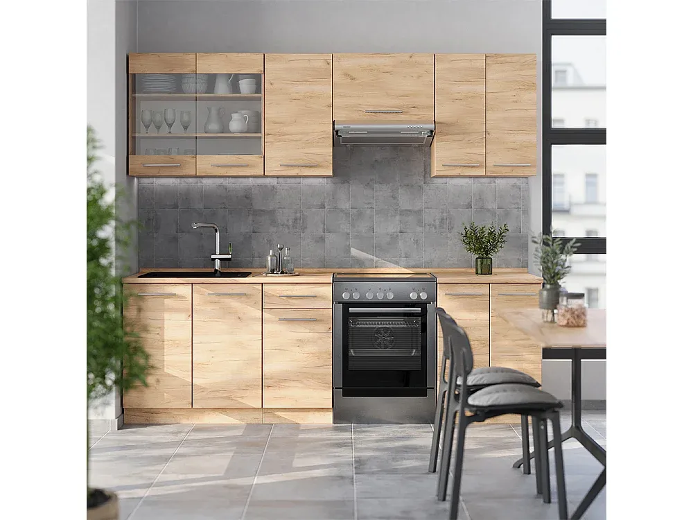 Moderne Küchenzeile in Dunkelgrau 240x60x81.6 cm