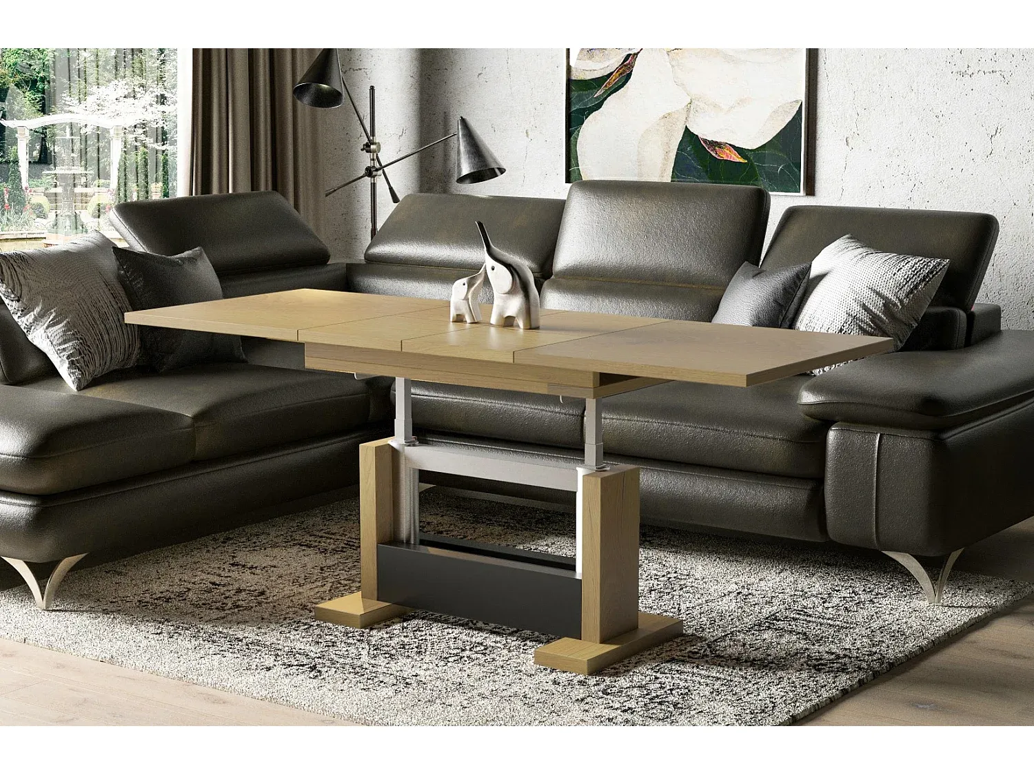 Ausziehbarer Couchtisch mit variabler Länge 110-170 cm
