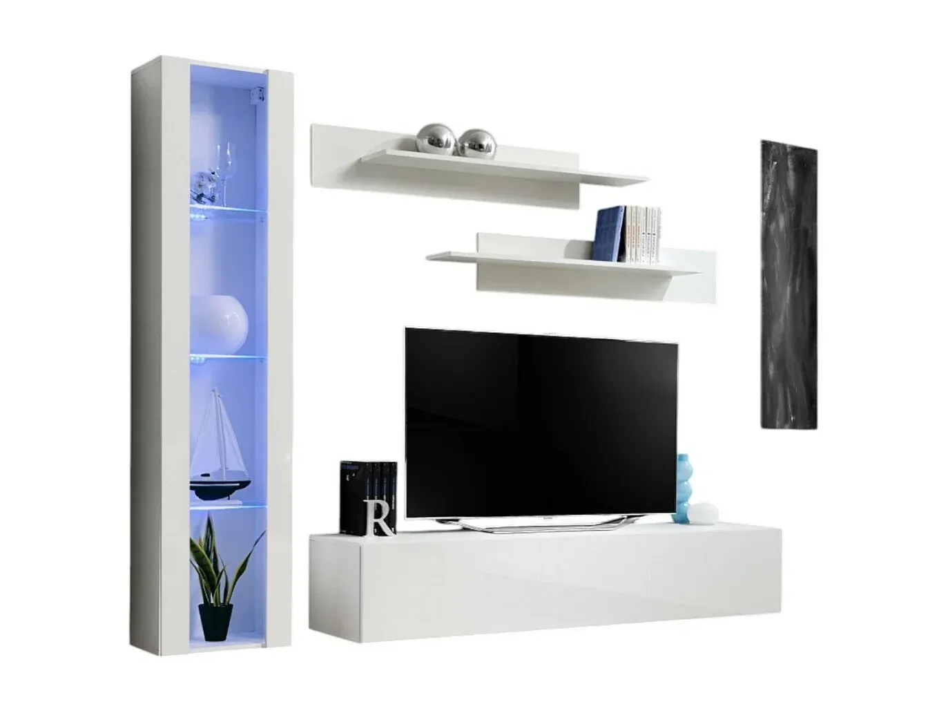 Modernes Hängemöbel in Hochglanz Weiß für das Wohnzimmer