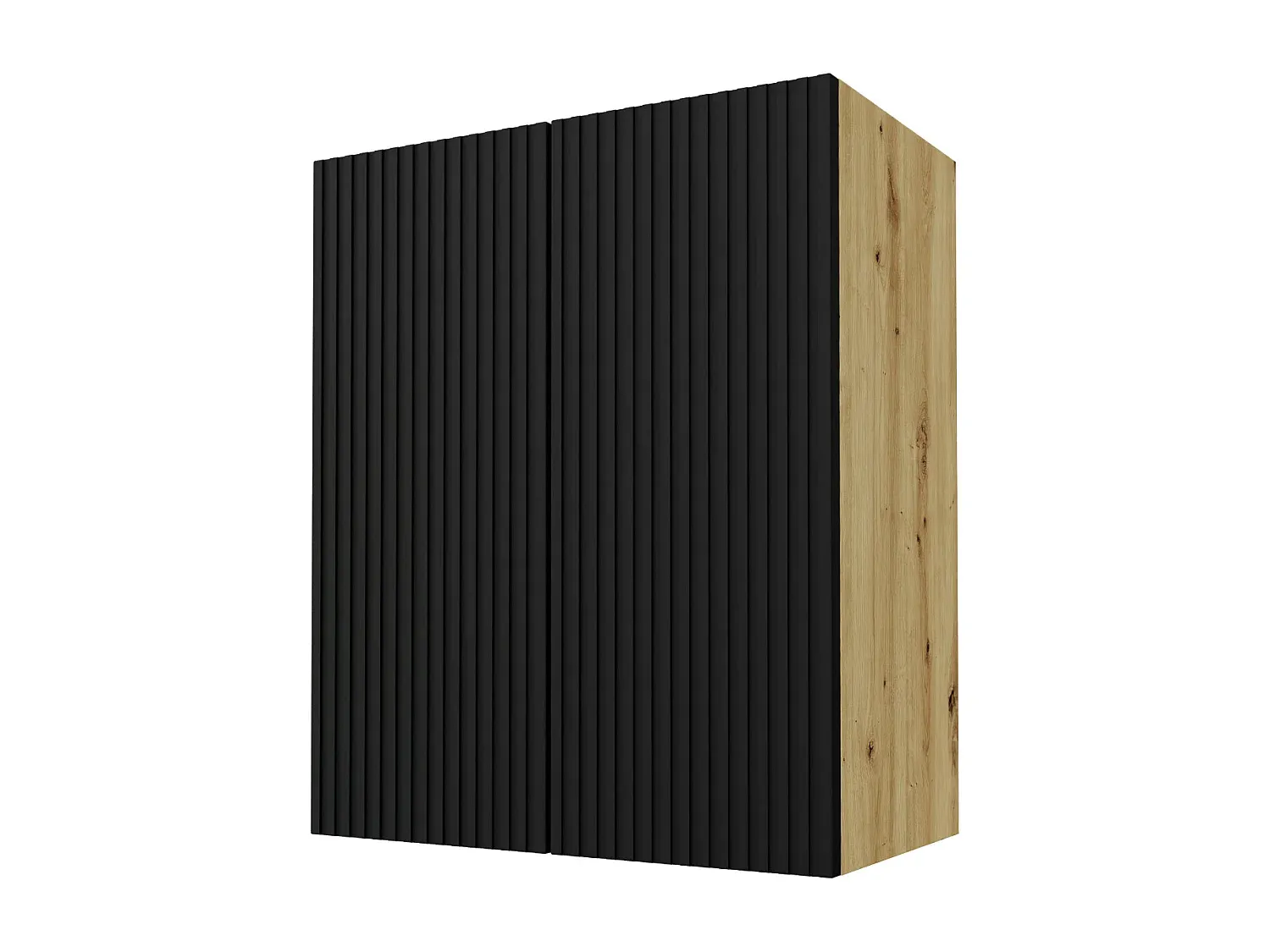 Küchenoberschrank Schwarz Matt mit Eiche Optik